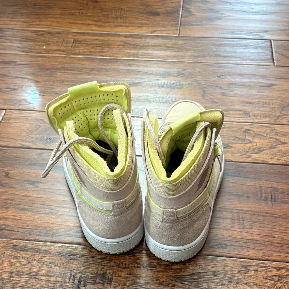 Jordan Women's Sneakers in Beige and Lime - Picture 2 of 3